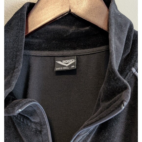 Pony Size XL Velour Track Jacket Mens Zip Up Tracksuit Extra Large Coat Pockets - Picture 2 of 5